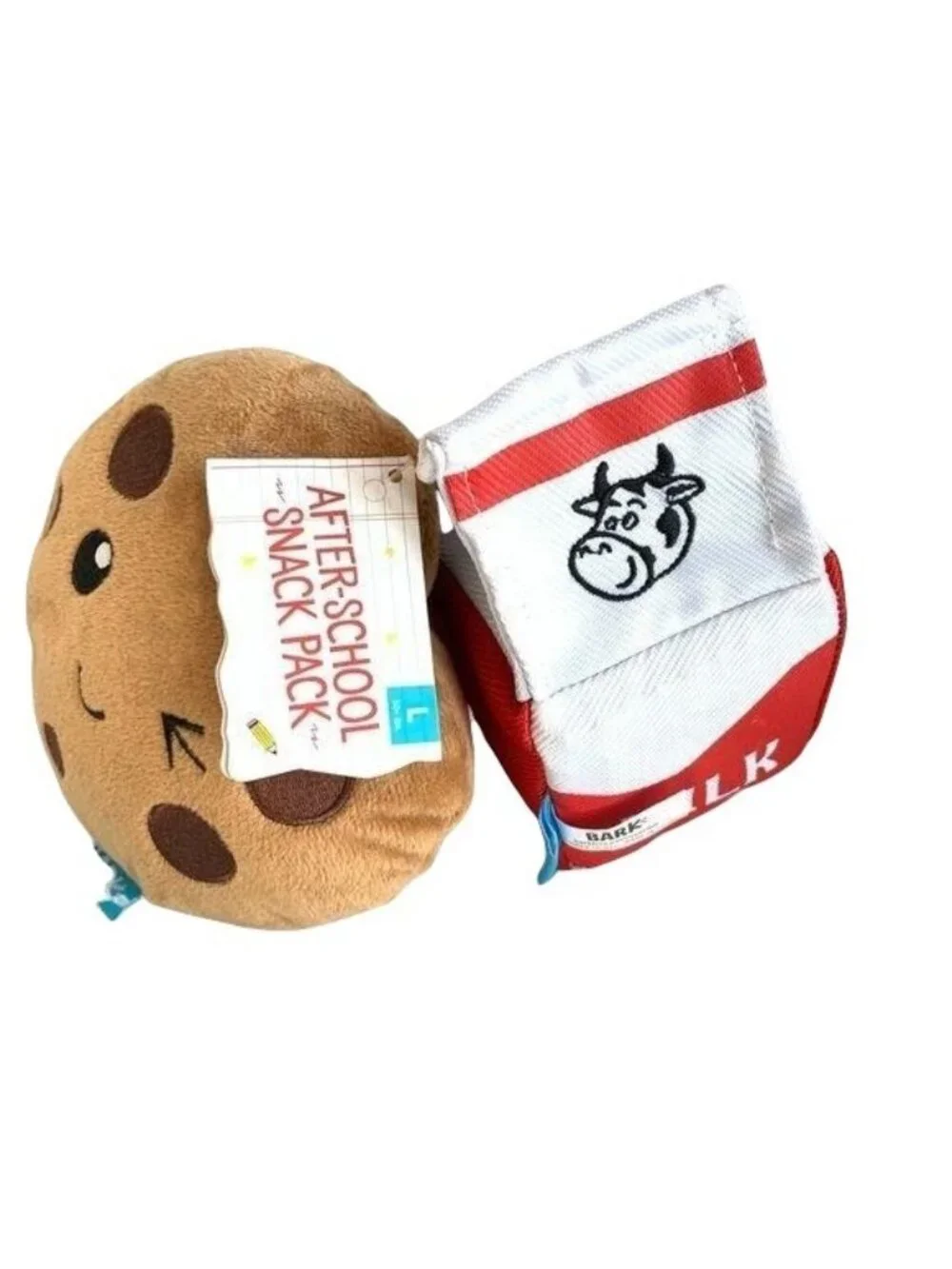 Bark Dog Chew toy Milk Coffee Set 2 Squeaker plush School Snack Pack Gift NWT
